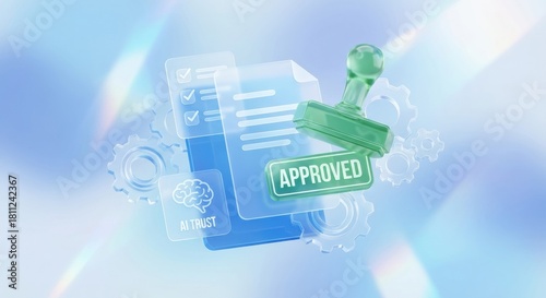 Visual approval stamp showing AI reliability certification/AI信頼性認証を示すビジュアル承認スタンプ