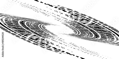 Grunge tire track, wheel braking marks. Truck, car or motorcycle tread pattern silhouette. Auto race, motorsport, speed racing design element. Vector illustration