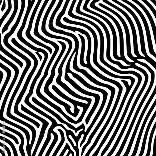 Abstract black and white optical illusion art with wavy lines for modern design and background texture use