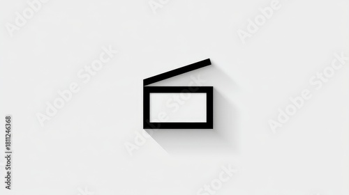 Minimalist Movie Design Conceptม Clapperboard symbolizing film production against a minimalist background.