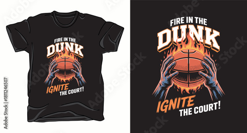 Dunk ignite basketball graphic vector art t-shirt design print