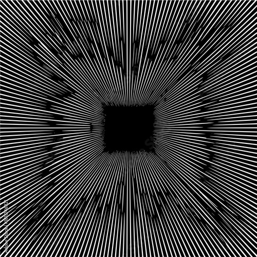 Abstract optical illusion art with black square and white lines pattern for background and wallpaper use