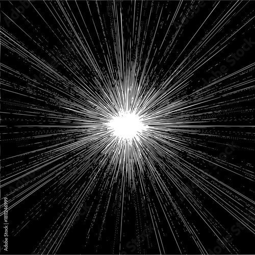 Abstract white light burst explosion on black background illustration design element concept one hundred