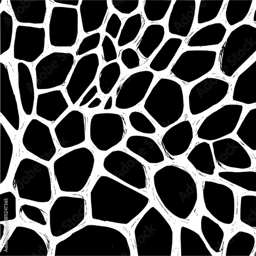 Abstract organic cell pattern black and white vector design seamless background for wallpaper and prints