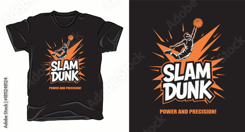 Slam dunk basketball graphic vector art t-shirt design print