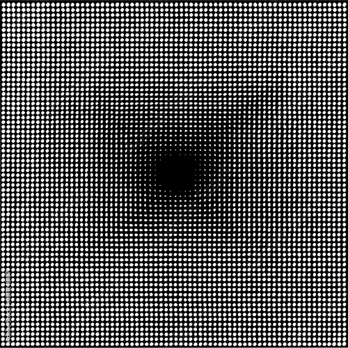 Halftone pattern design with optical illusion effect black and white dots graphic vector background image art