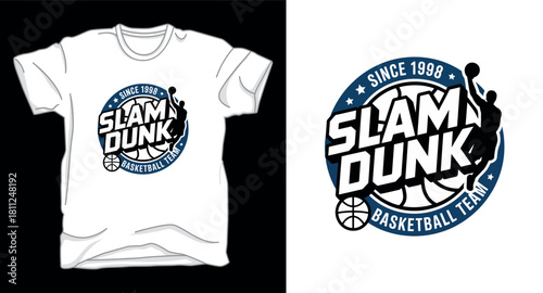 Slam dunk basketball graphic vector art t-shirt design print