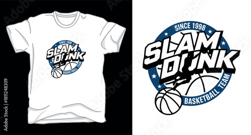 Slam dunk basketball graphic vector art t-shirt design print