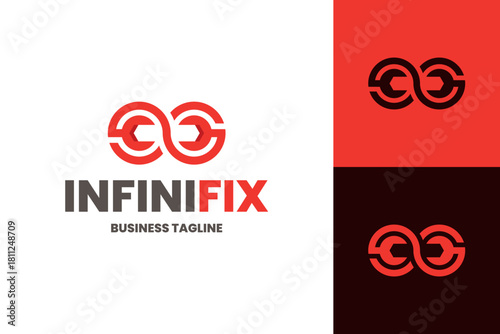 infinity wrench repair logo vector