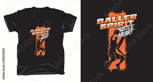 Baller spirit basketball graphic vector art t-shirt design print