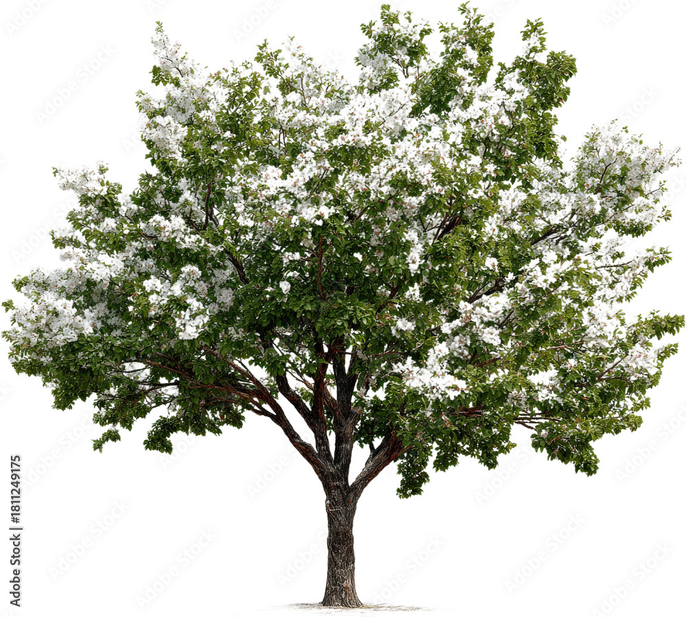 Obraz premium A blooming tree with white flowers in full spring season