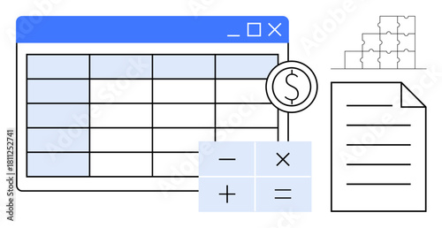 Financial data visualization. Financial spreadsheets support calculations, data analysis, and reporting. Financial tools for budgeting, business planning, forecasting, accounting. Business finance