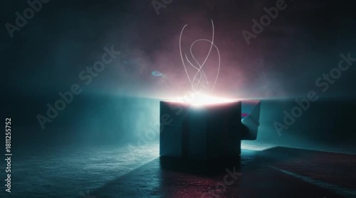 Mysterious Cube with Glowing Energy