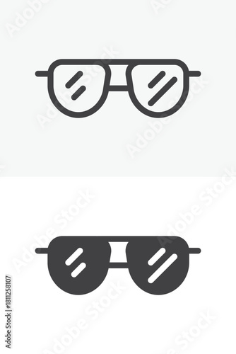 Sunglasses line and solid vector icon set in different style