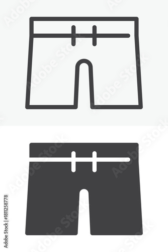 Swim shorts line and solid vector icon set in different style