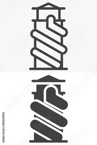 Twisted slide line and solid vector icon set in different style