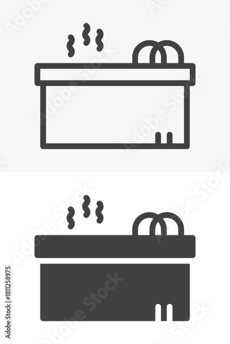 Hot jacuzzi line and solid vector icon set in different style