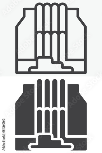 Aqua park slides line and solid vector icon set in different style