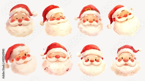 Cute Santa Claus design element set