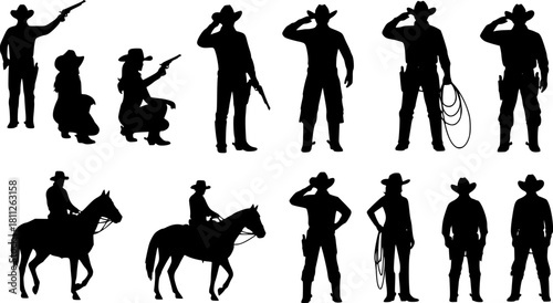 Cowboy and cowgirl silhouettes, vector
