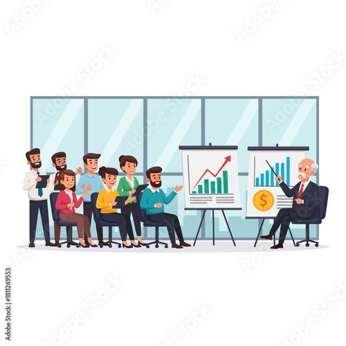 Senior manager leading a training session with diverse employee group