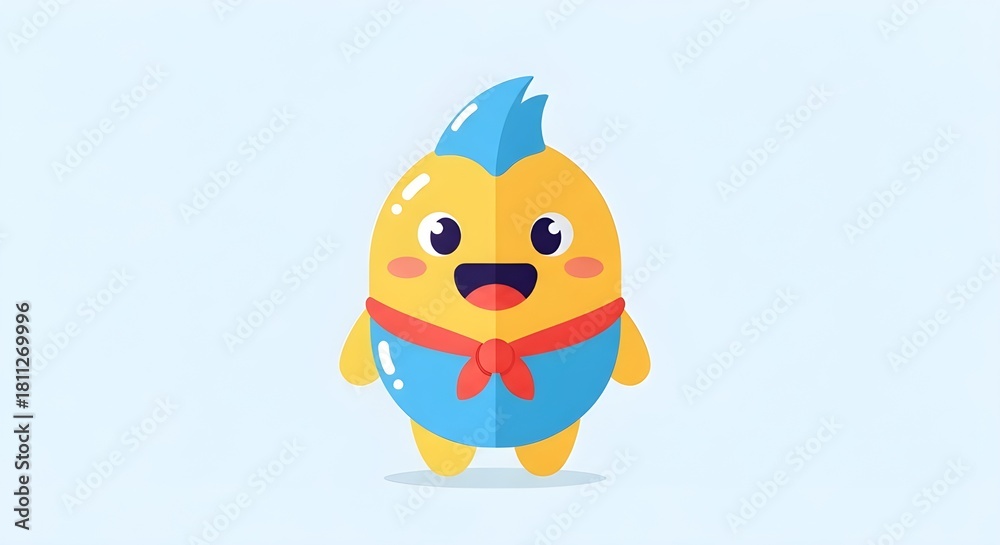 Fototapeta premium chicken with egg cartoon character funny cute