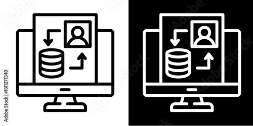 Transactional Data Icon Set White Style Collection
