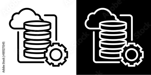 Data Storage Icon Set White Style Collection

