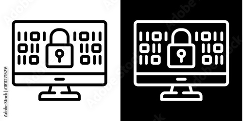 Data Encryption Icon Set White Style Collection
