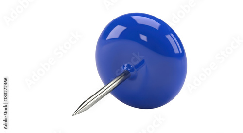 Blue oval push pin isolated on transparent background