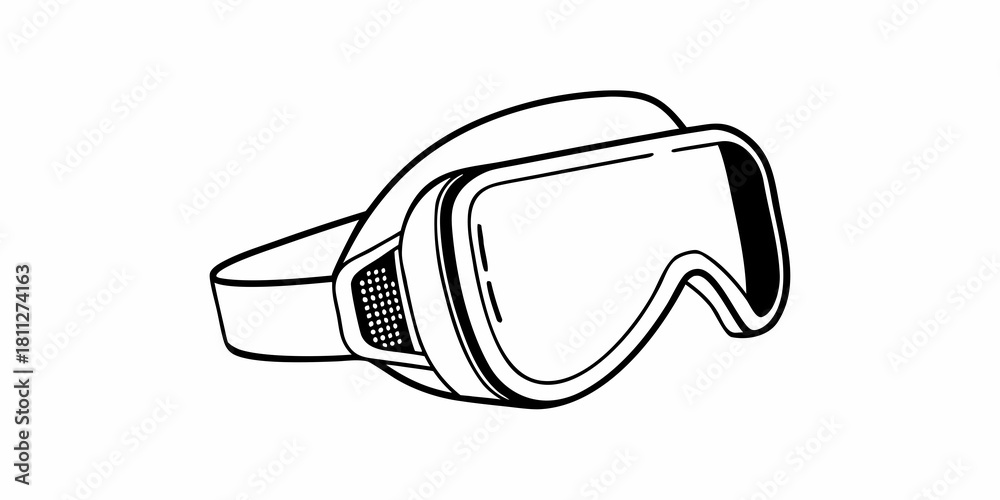 Obraz premium Illustration of ski goggles with a strap and ventilation holes on the side in black and white style