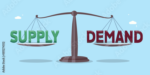 Supply and demand balance on scales economic equilibrium concept