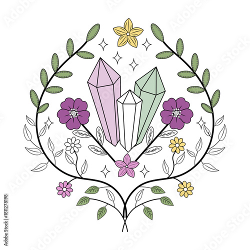 A vintage style illustration representing gemstones