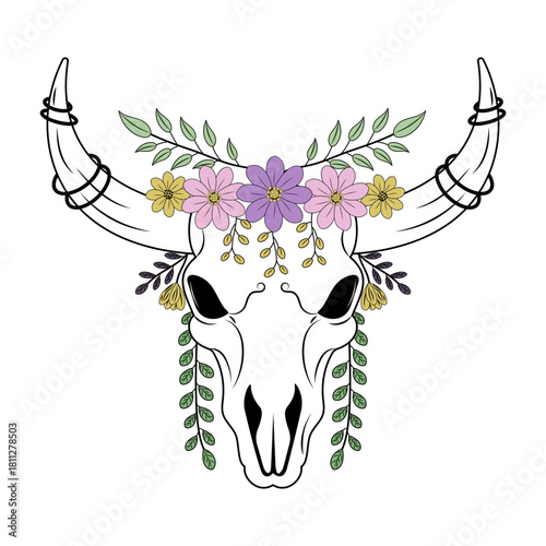 A vintage style illustration depicting taurus