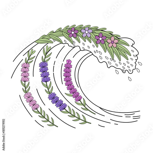 A vintage style illustration representing aquarius wave