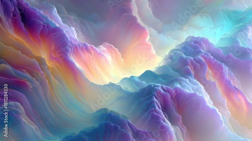 Fototapeta Naklejka Na Ścianę i Meble -  Abstract fractal background iridescent gradient organic fluid digital art colorful wallpaper design