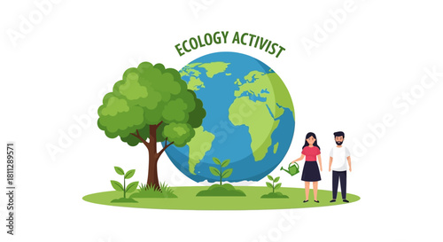 Dedicated Ecology Activists Nurturing a Greener Planet, Promoting Sustainability and Environmental Protection
