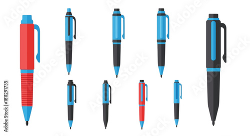Collection of colorful ballpoint pens in varying designs and shades