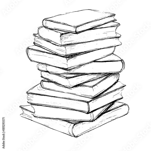 Stack of books with a simple sketch design