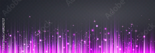 Vertical speed rays, light neon flow, zoom in motion effect, pink glow speed lines, colorful light trails, perspective stripes. Abstract background, vector illustration.