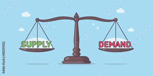 Supply and demand balance on scales economic equilibrium concept