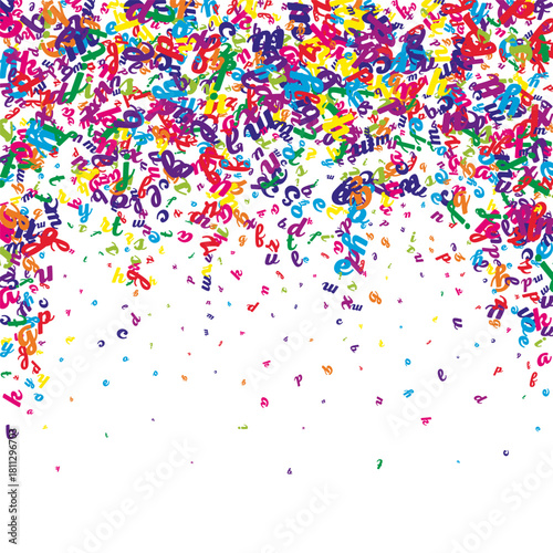 Scattered letters of latin alphabet. Colorful
