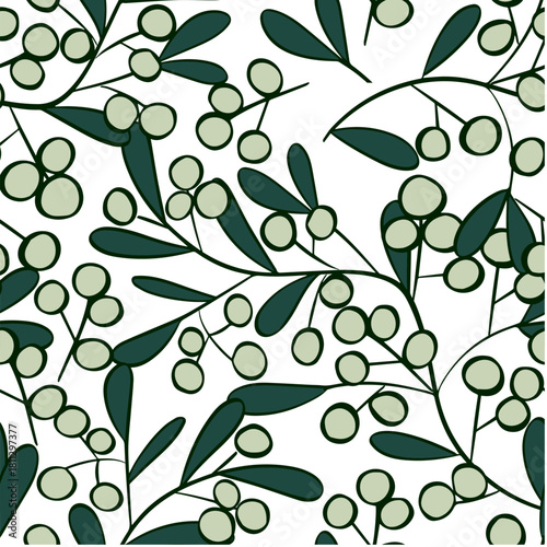 mistletoe seamless pattern gift paper textile design