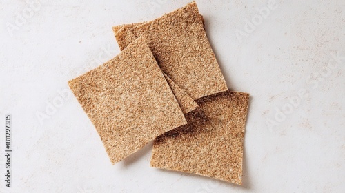 Crispbread squares on white background isolated. Generative AI