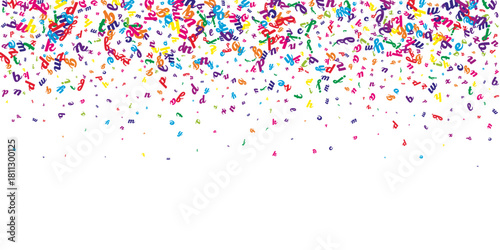 Scattered letters of latin alphabet. Colorful