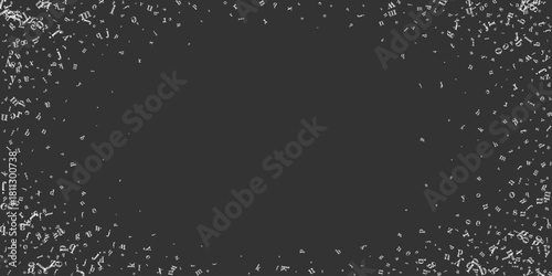 Falling letters of English language. White chalk