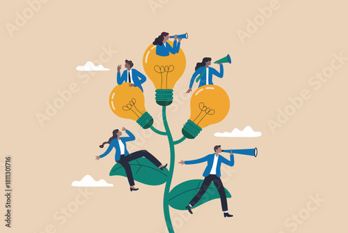 Business team cultivating new ideas, exploring opportunities for growth and innovation, visualizing future success