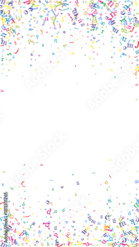 Flying latin letters. Colorful childish scattered