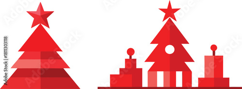 christmas tree with red ribbon