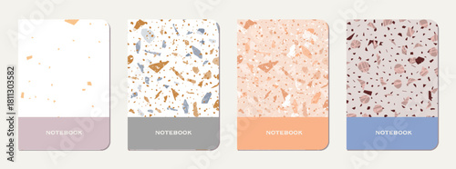 School notebook cover design. Terrazzo abstract